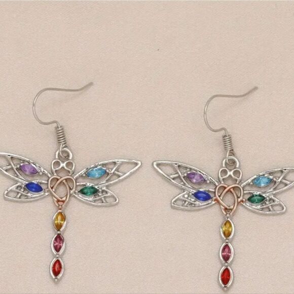 Dragonfly earrings dangle - Picture 2 of 5